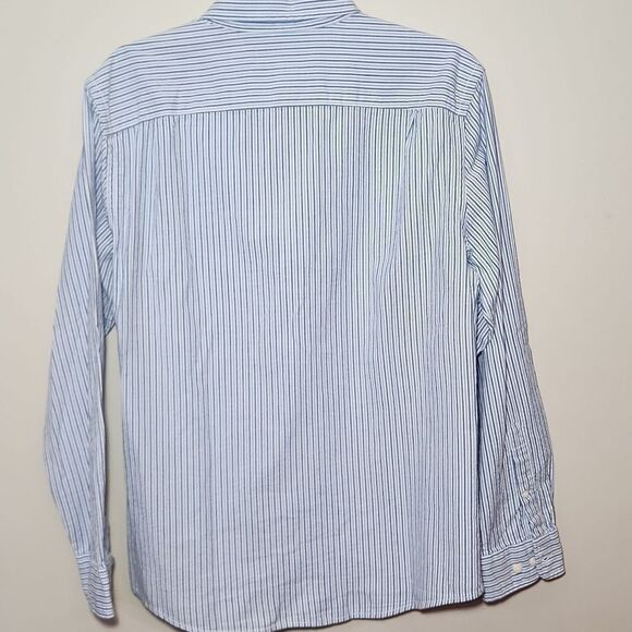 Men's Blue Striped Shirt Rye By Hawker Rye Medium Short - Picture 5 of 8